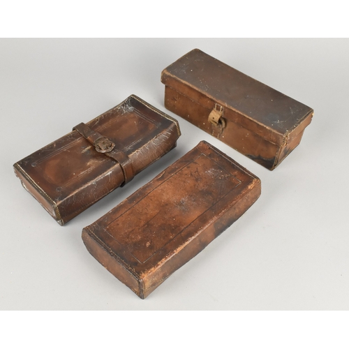 82 - A Collection of Three Vintage Leather Fisherman's Fly/Tool Boxes Containing Various Vintage Tools in... 