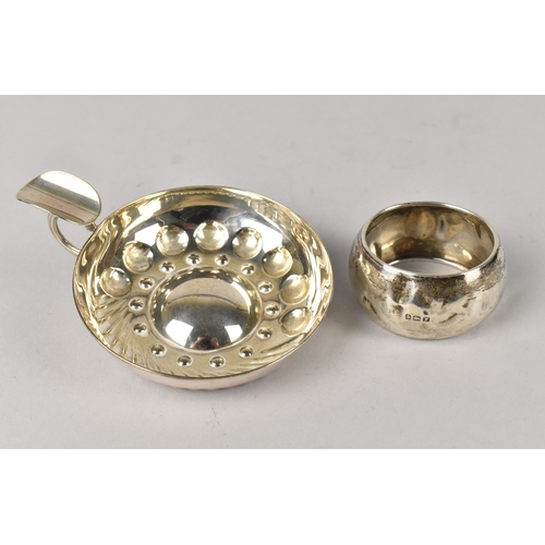 378 - A Silver Ashtray by Victoria Silverware Ltd Together with a Silver Napkin Ring, 75g