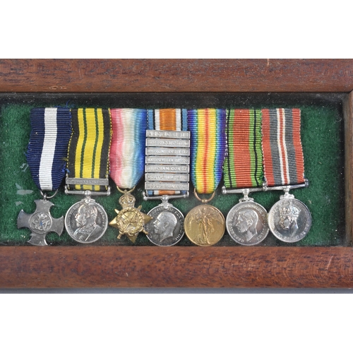 44 - A Miniature Set of WWI and WWII Naval Medals with Seven Bars to include Arctic 1918, Narrow Seas 191... 