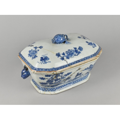 281 - A Large Chinese Qing Dynasty Porcelain Blue and White Tureen and Cover, Decorated with Deer in Exter... 