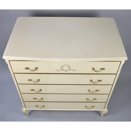 205 - A Mid/Late 20th Century Cream and Gilt Five Drawer Bedroom Chest, 79cms Wide and 84cms High