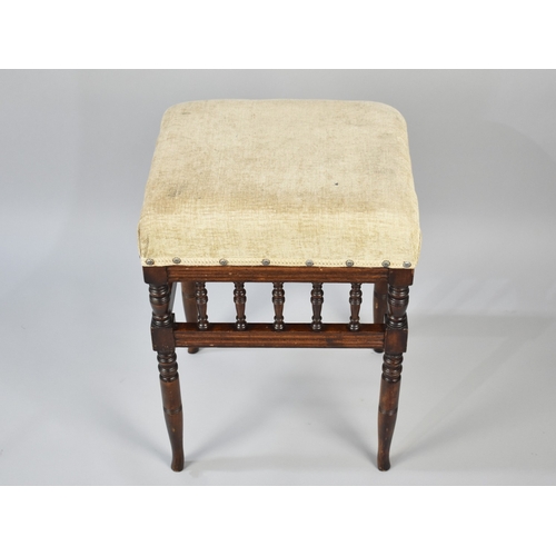 103 - A Late Victorian / Edwardian Rectangular Upholstered Stool, 40cm Wide