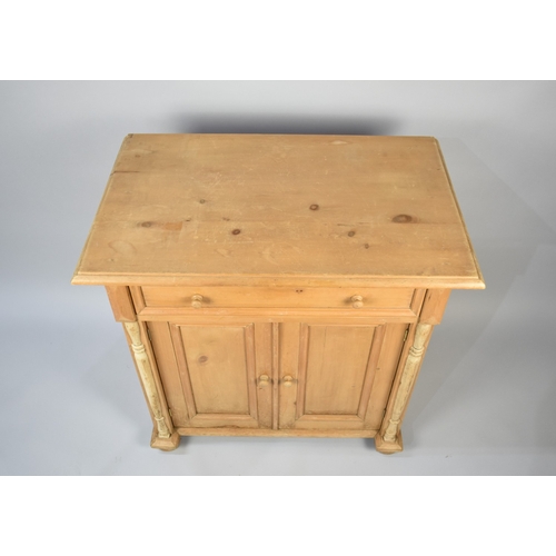 114 - A Pine Victorian Style Small Cabinet with Single Top Drawer, 80cm Wide