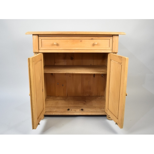 114 - A Pine Victorian Style Small Cabinet with Single Top Drawer, 80cm Wide