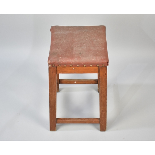 120 - A Vintage Square Topped Stool, 61cm High