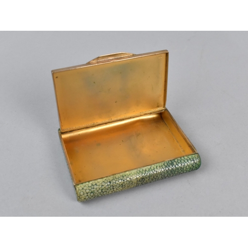 14 - A Late 19th Century Shagreen and Gilt Brass Snuff Box, Probably French, 7.5cm Wide