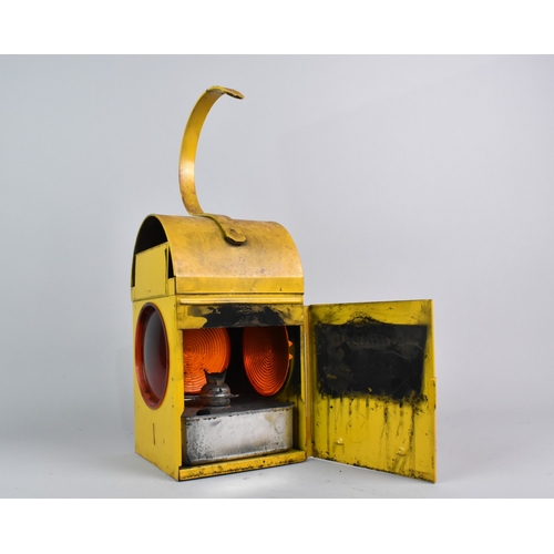 143 - A Vintage Yellow Painted Road Lamp by Chalwyn, 40cm High