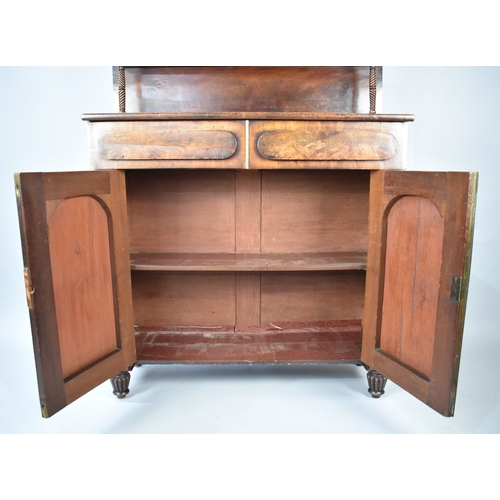 145 - A Mid Victorian Mahogany Chiffonier with Galleried Shelved Back, Spiralled Pilasters and Two Drawers... 