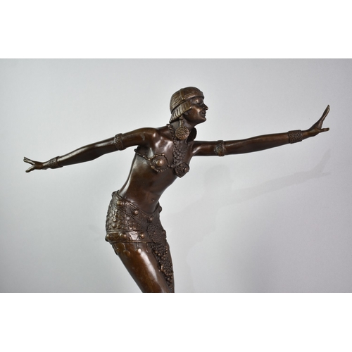 149 - A Large Reproduction Art Deco Style Figure of Maiden, Dancing with Arms Outstretched, on Stepped Mar... 