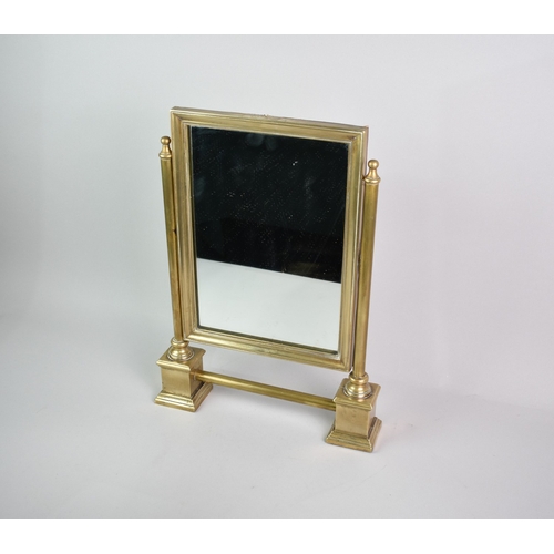 150 - A Brass Framed Rectangular Swing Mirror, Removed from Masonic Lodge, 44cm High