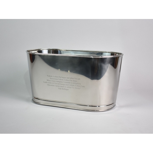 154 - A New and Unused Silver Plated Champagne Cooler Inscribed with Quotes by Napoleon Bonaparte and Lily... 