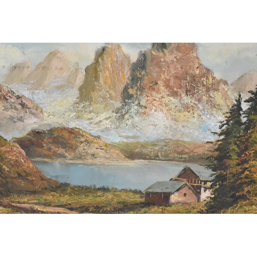 160 - A Gilt Framed Oil on Canvas Depicting Alpine Scene, 60x50cms