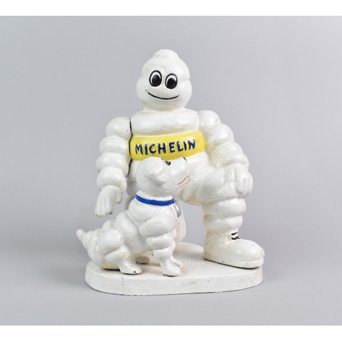 166 - A Reproduction Cold Painted Cast Metal Advertising Group for Michelin, 21cm High