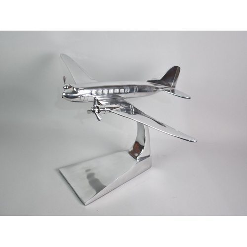 173 - A Large Polished Aluminium Study of a Dakota, 60cm Wingspan