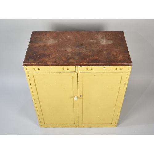 196 - A Vintage Painted Side Cabinet with Two Drawers and Shelved Interior, 66cm wide and 75cm high