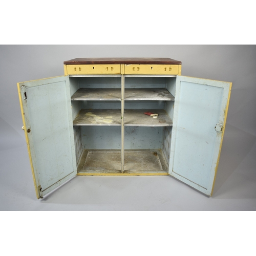 196 - A Vintage Painted Side Cabinet with Two Drawers and Shelved Interior, 66cm wide and 75cm high