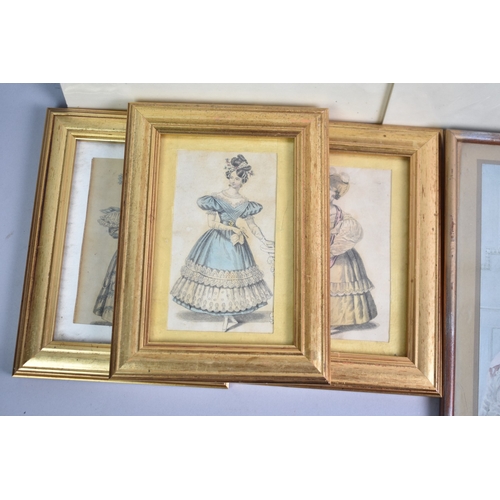 217 - A Collection of Framed Miniature Framed Fashion Prints and Mounted Russell Flint Prints