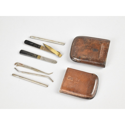 25 - A WWI Period 1913 Leather Cased Miniature Pocket Tool Kit No. 12 by Mason & Sons Birmingham, 7.5cm H... 