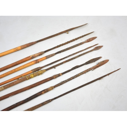 260 - A Collection of Bamboo Shafted Tribal Arrows with Animal Skin Quivers