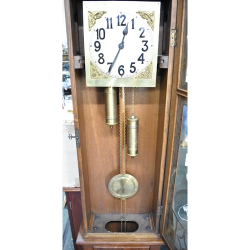 265 - An Oak Cased Art Nouveau Long Case Clock with Carved Motif and Stylised Hood in the Style of Charles... 