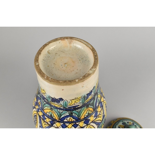 283 - A 19th/20th Century Moroccan Earthenware 'Khabbya' Pot and Cover of Baluster Form Decorated with Geo... 