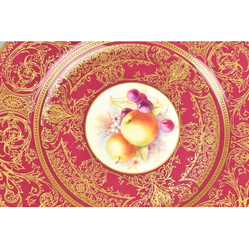 284 - A Royal Worcester Cabinet Plate, Hand Painted with Still Life Fruit, Apples and Cherries, Signed P. ... 