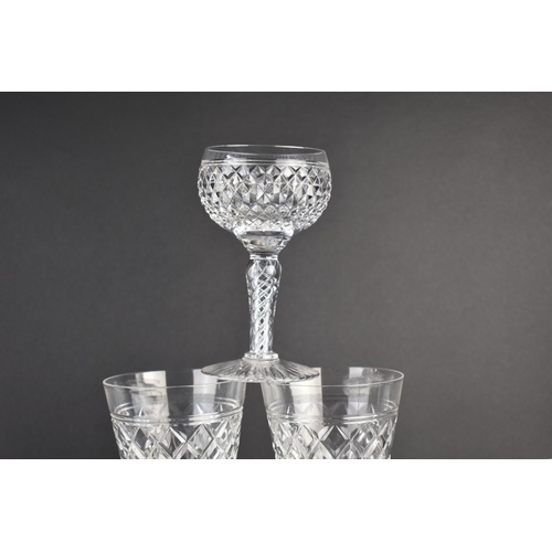 321 - A Collection of Various Cut Glass Wines to Include Large Examples, Air Twist Stemmed Hock Glass, Roy... 