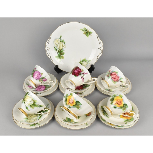 334 - A Part Paragon 'World Famous Roses' Tea Set to Comprise Four Cups, Six Saucers, Six Side Plates, Jug... 