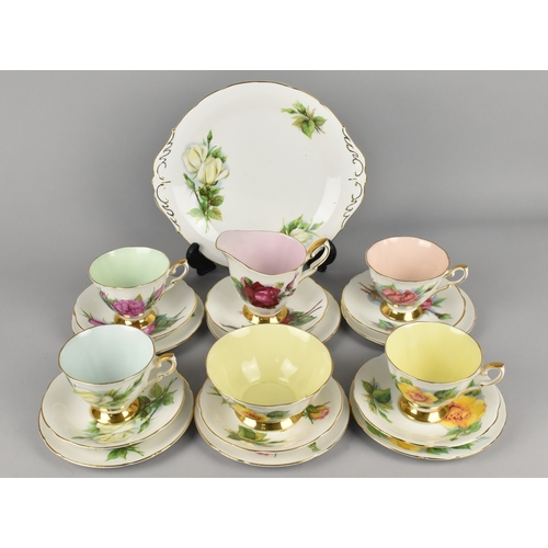 334 - A Part Paragon 'World Famous Roses' Tea Set to Comprise Four Cups, Six Saucers, Six Side Plates, Jug... 