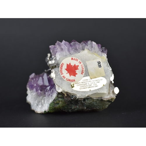 34 - A Canadian Souvenir, Amethyst Geode with Native American Chief Riding Pony