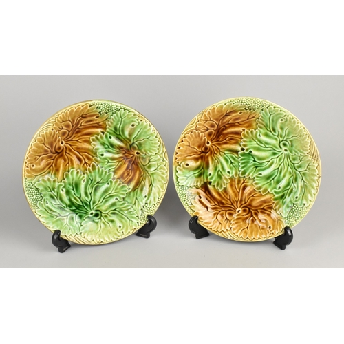 396 - Two 19th Century Majolica Leaf Plates, 22cm Diameter Together with a 19th Century Majolica Gluggle J... 