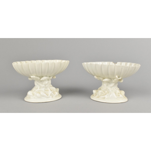 397 - A Pair of 19th Century Pedestal Dishes Modelled with Reeded Bowls Set on Coral and Shell Bases, 8cm ... 