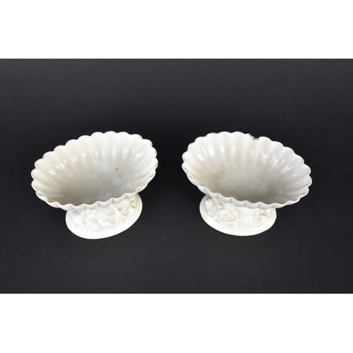 397 - A Pair of 19th Century Pedestal Dishes Modelled with Reeded Bowls Set on Coral and Shell Bases, 8cm ... 