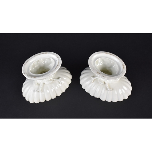 397 - A Pair of 19th Century Pedestal Dishes Modelled with Reeded Bowls Set on Coral and Shell Bases, 8cm ... 