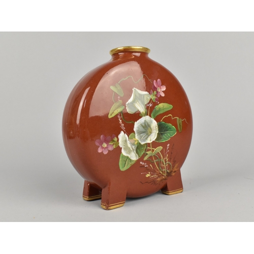 398 - A Late 19th Century Minton Moon Flask with Painted Decoration with Duckling to One Side and Flowers ... 