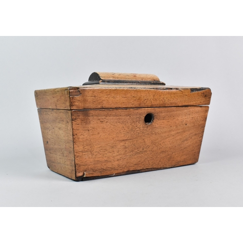 4 - A 19th Century Mahogany Sarcophagus Shaped Tea Caddy for Restoration, 24.5cm Wide