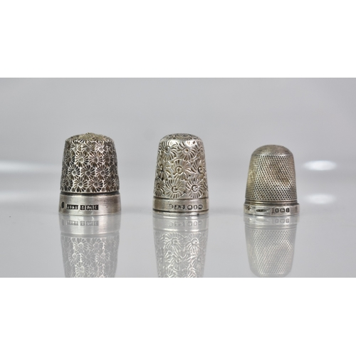 424 - Three Silver Thimbles, Birmingham Hallmark