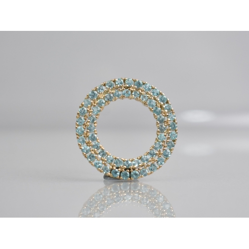 435 - A 9ct Gold and Blue Apatite Stone Necklace, Two Rows of Round Cut Stones in Circular Formation, 25mm... 