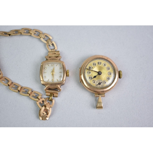 440 - A 9ct Gold Cased Vintage Ladies Wrist Watch, Silvered Face, Square Case Measuring 16.5mm Wide to a R... 