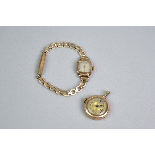 440 - A 9ct Gold Cased Vintage Ladies Wrist Watch, Silvered Face, Square Case Measuring 16.5mm Wide to a R... 