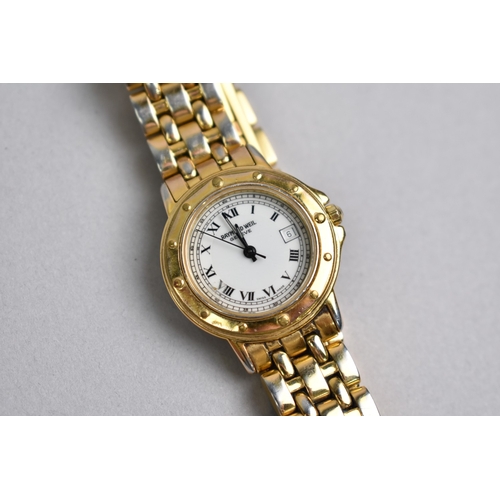 441 - A Gold Plated Raymond Weil Wrist Watch, White  Face with Roman Numeral Hour Indicators, Date Apertur... 