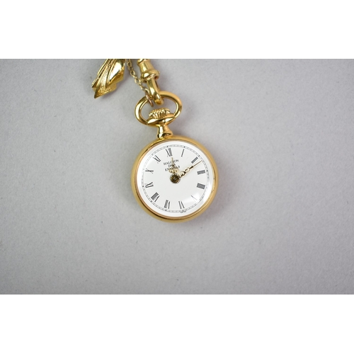 442 - A Vintage 'Halcyon Days Enamels' Fob Watch with 9ct Gold Ribbon and Dog Clip Clasp Brooch Support (3... 