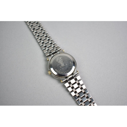 452 - A Ladies Gucci Wrist Watch, Stainless Steel, Black Face with White Stones Hour Indicators and Date A... 