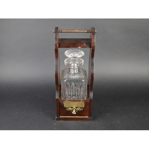 46 - A Modern Mahogany Single Decanter Tantalus with Presentation Plaque Dated 1988, with Key and Working... 