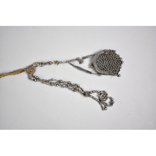 460 - An Victorian Cut Steel Chain Mail Purse on Chain Together with Tassel