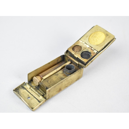 505 - A Small Compact Brass Box Bearing Symbol for Georgian Crown Above a Belt, Wheeler's Patent, Ryde.I.W... 