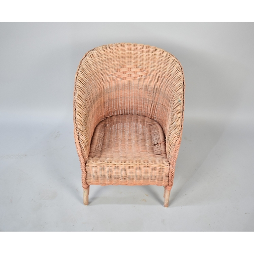 514 - A Mid Century Pink Painted Loom Child's Chair, 50cm high