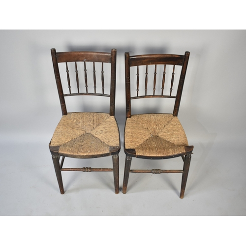 516 - A Collection of Various Early 20th Century Chairs to Include Pair of Rush Seated Spindle Backs, a St... 