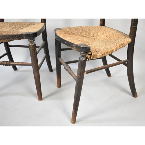 516 - A Collection of Various Early 20th Century Chairs to Include Pair of Rush Seated Spindle Backs, a St... 