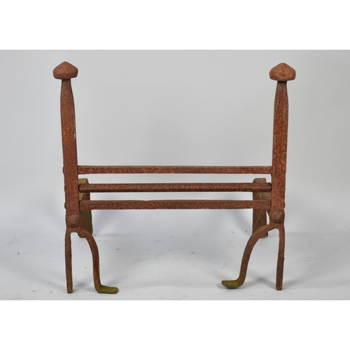 568 - A Vintage Wrought Iron Fire Basket Stand, 54cm wide and 55cm high (Somewhat Rusted)